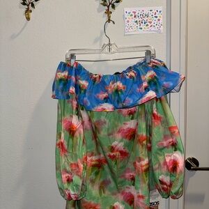 ASOS Multicolor Floral Off-Shoulder Dress